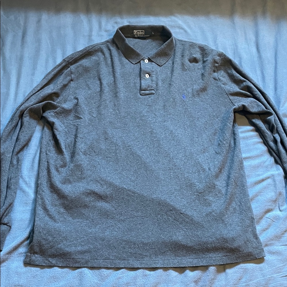 Long Sleeve Gray Polo Shirt